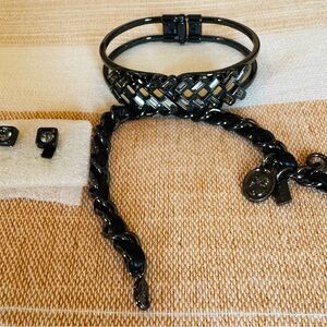 Coach Black Jewelry Set with Bracelet and Earrings
